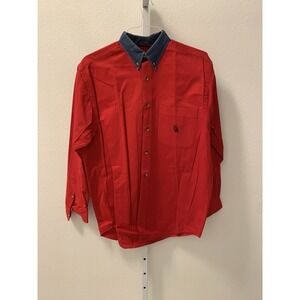 Vintage 90s Nautica Mens M Faded Heavyweight Denim Collar Button Down Shirt B382